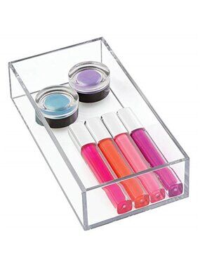 Clear Drawer Organizer Stackable Plastic Storage Tray Makeup Jewelry Kitchen